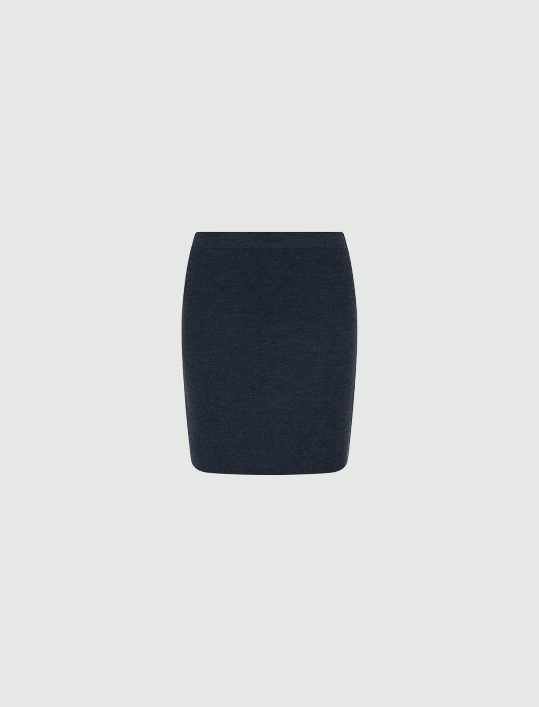 Gonna in maglia | Marella Gonna in maglia compatta di lana merinos color antracite, dritta sui fianchi e con lunghezza a metà coscia. - 1 | Marella