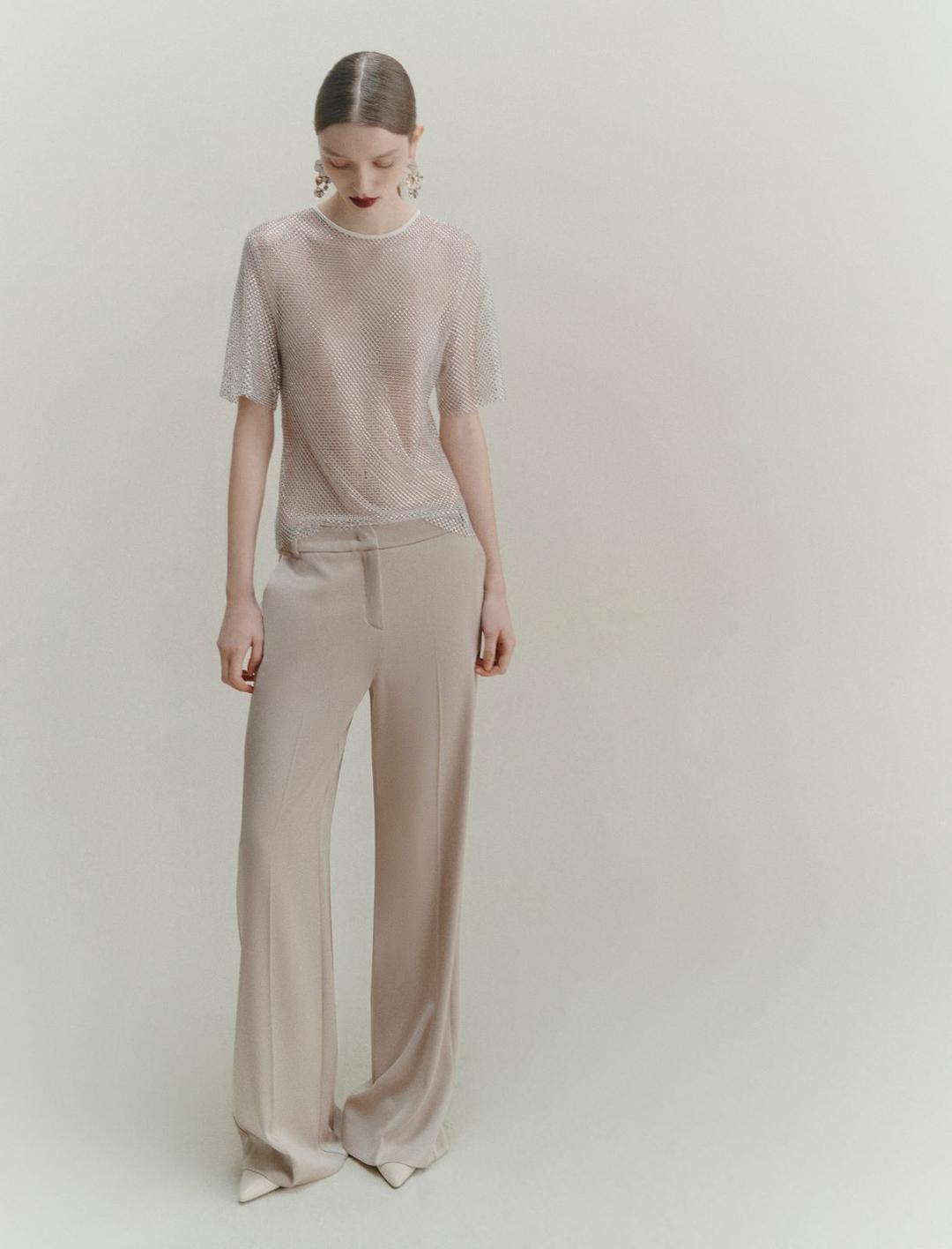 T-shirt in rete con strass | Marella T-shirt in rete con strass | Marella