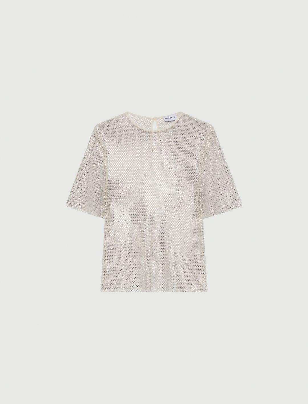 T-shirt in rete con strass | Marella T-shirt in rete con strass | Marella