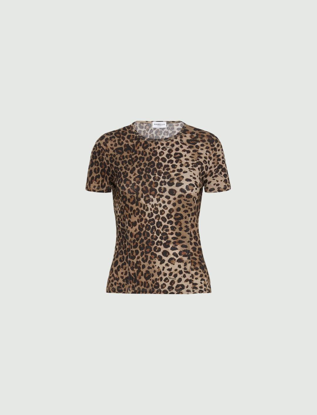 T-shirt in jersey tulle animalier | Marella T-shirt in jersey tulle animalier | Marella
