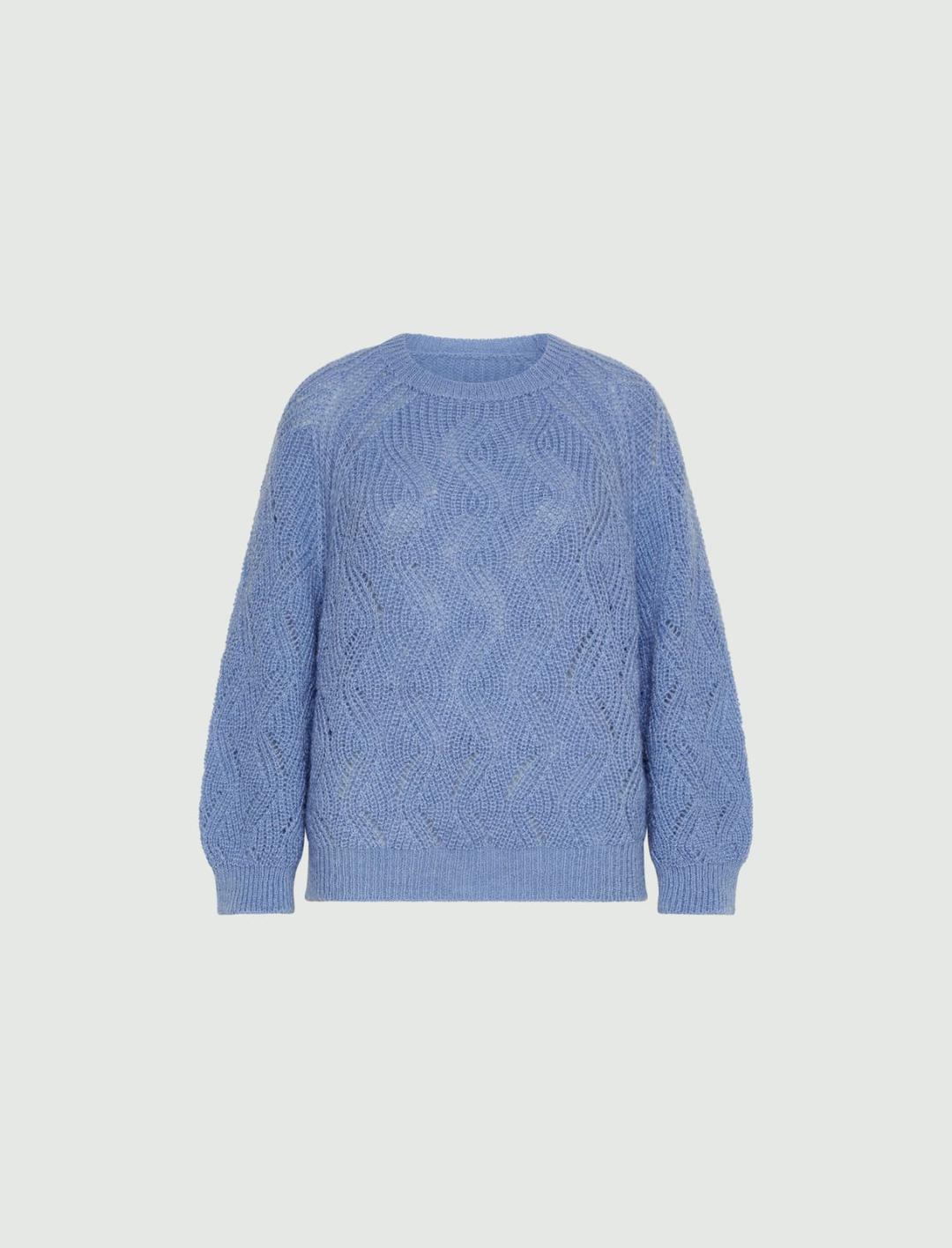 Maglia in misto alpaca | Marella Maglia azzurra in misto alpaca con lavorazione a onde e scollo stondato, perfetta per un look casual chic. - 1 | Marella