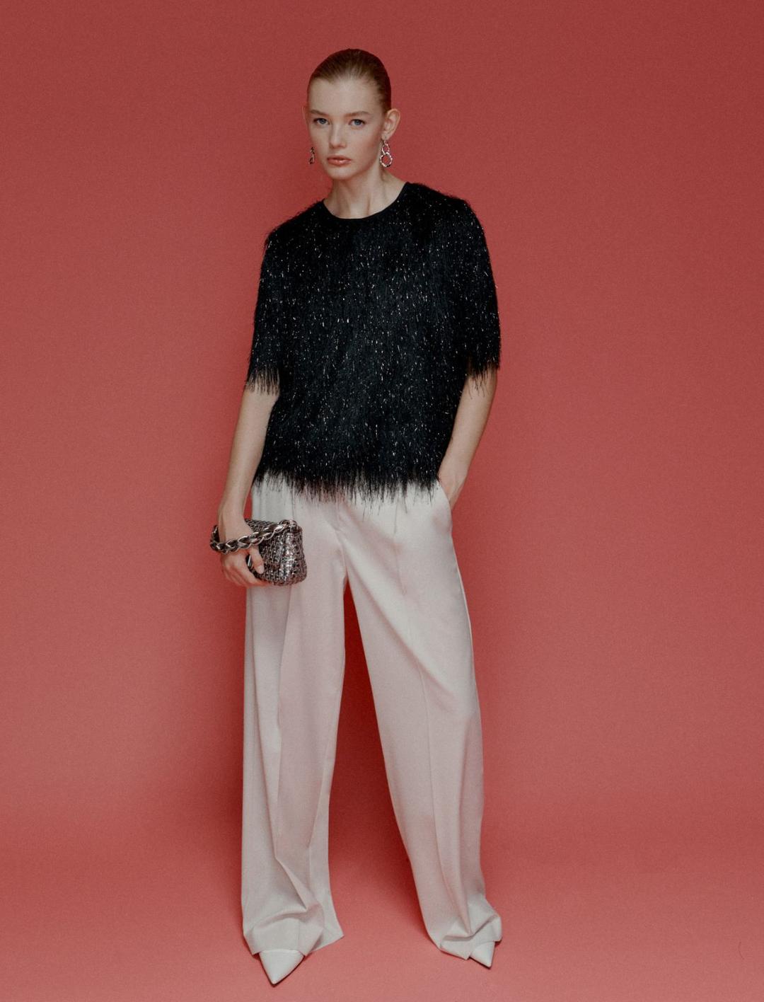 T-shirt in jersey con frange | Marella T-shirt in jersey con frange | Marella