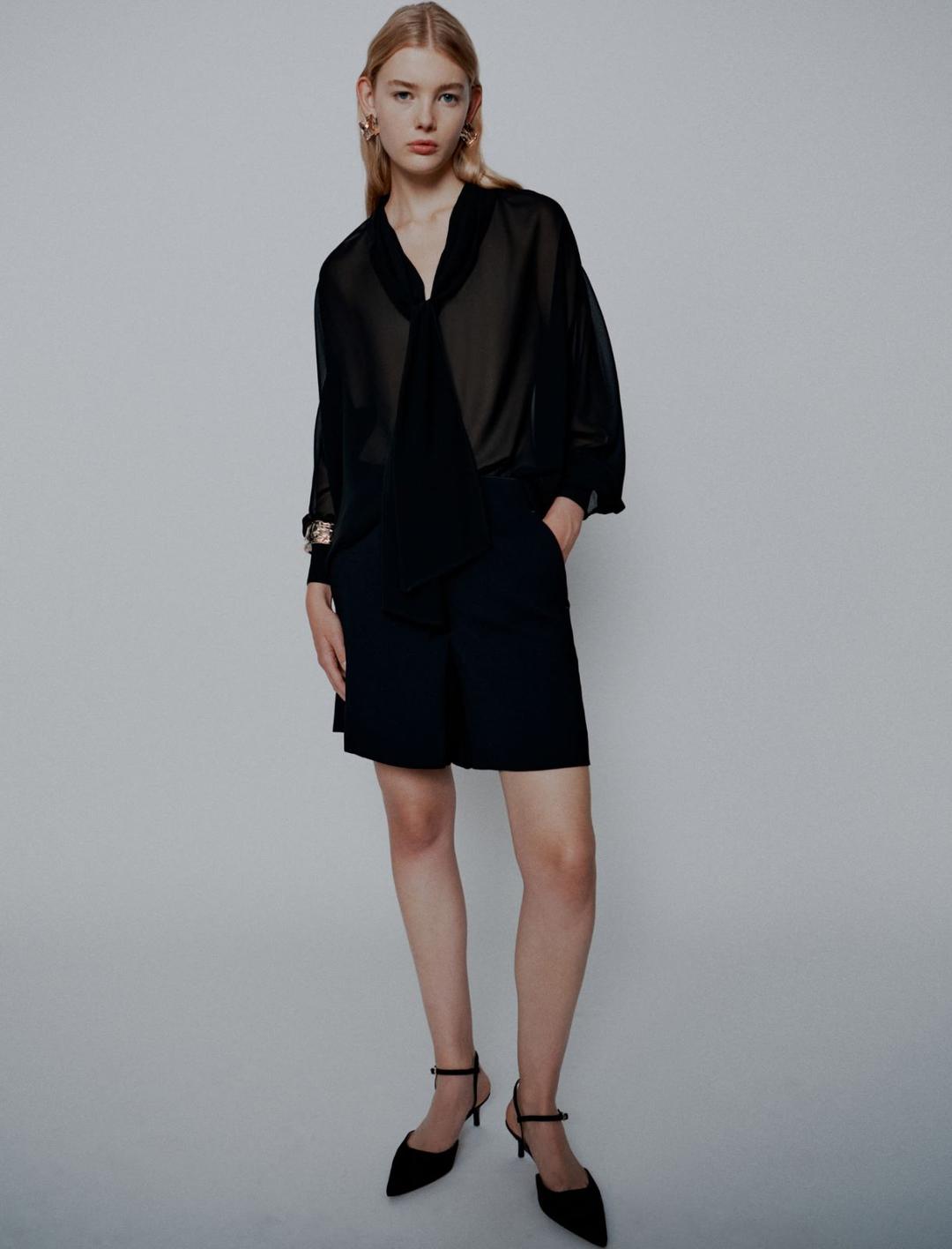 Blusa con nastro in georgette crêpe | Marella Blusa con nastro in georgette crêpe | Marella