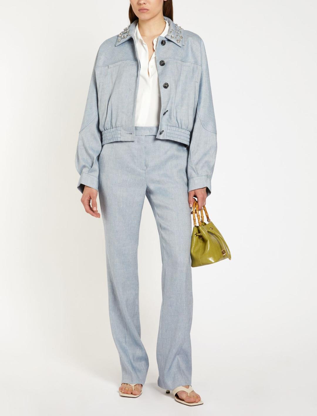 Pantalone in chevron di misto lino stretch | Marella Pantalone in chevron di misto lino stretch - 2 | Marella