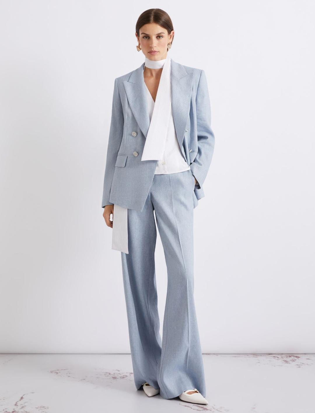 Pantalone palazzo in chevron di lino e viscosa | Marella Pantalone palazzo in chevron di lino e viscosa - 2 | Marella