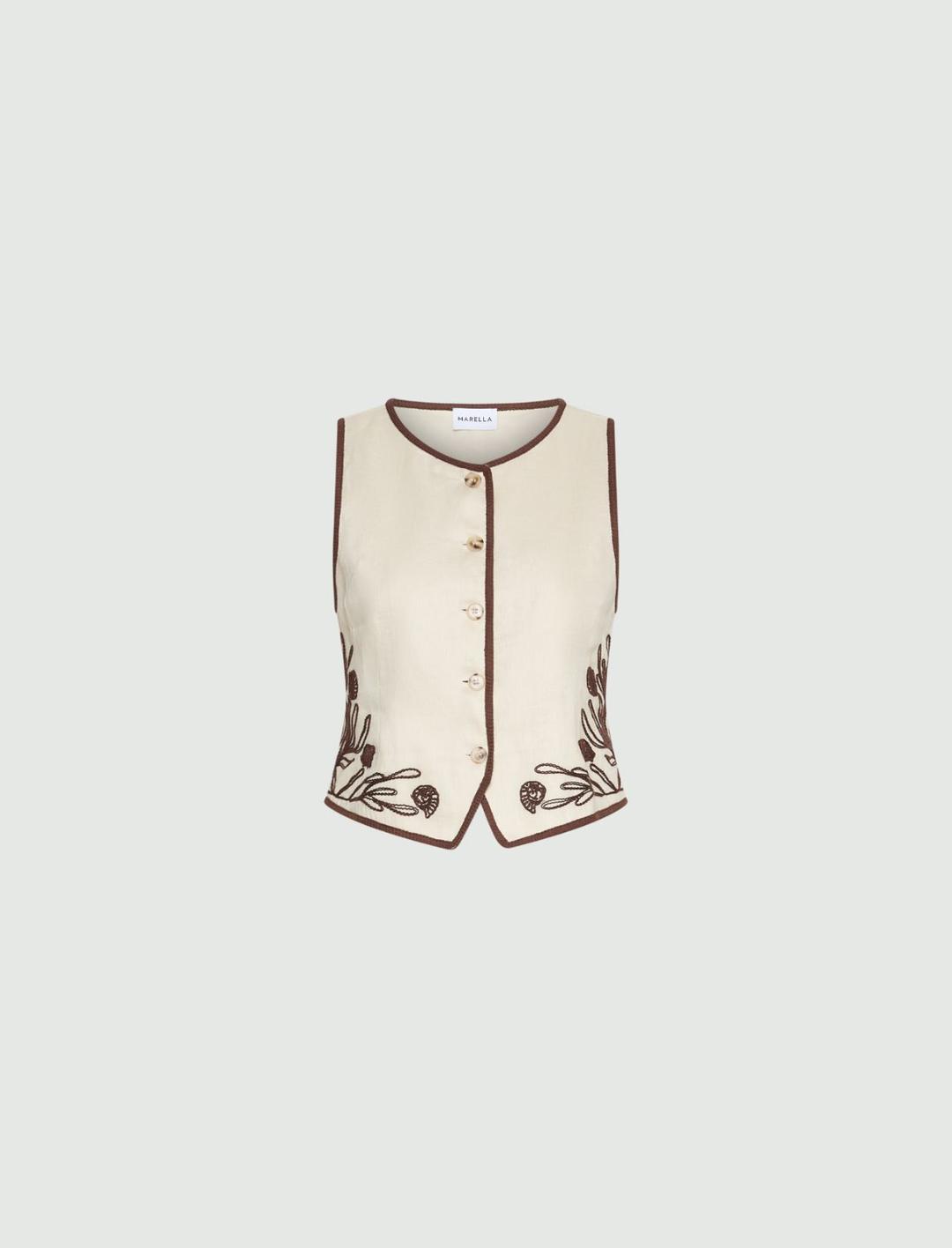 Gilet ricamato in lino | Marella Gilet ricamato in lino - 1 | Marella