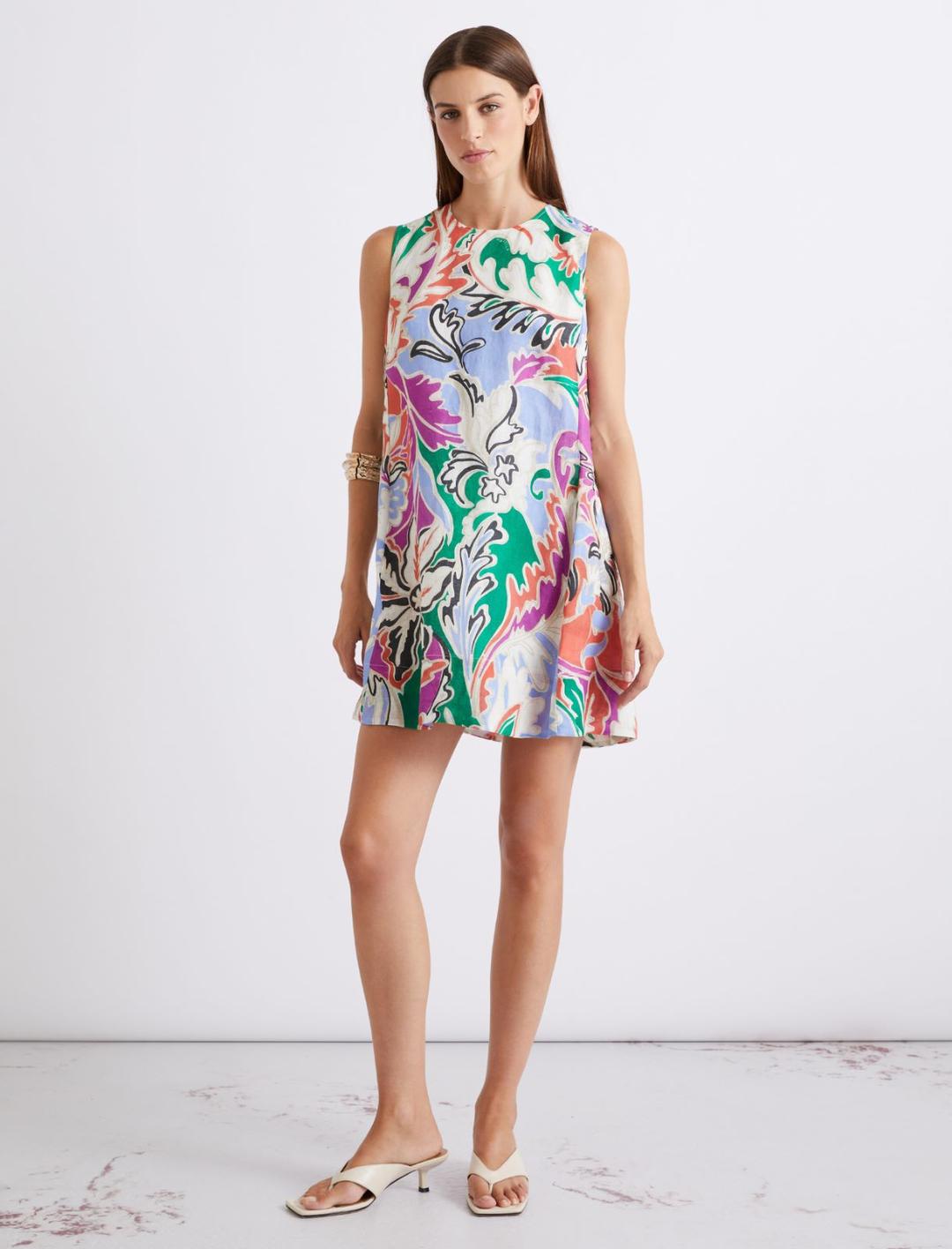 Abito smanicato in lino stampato | Marella Abito smanicato in lino stampato - 2 | Marella