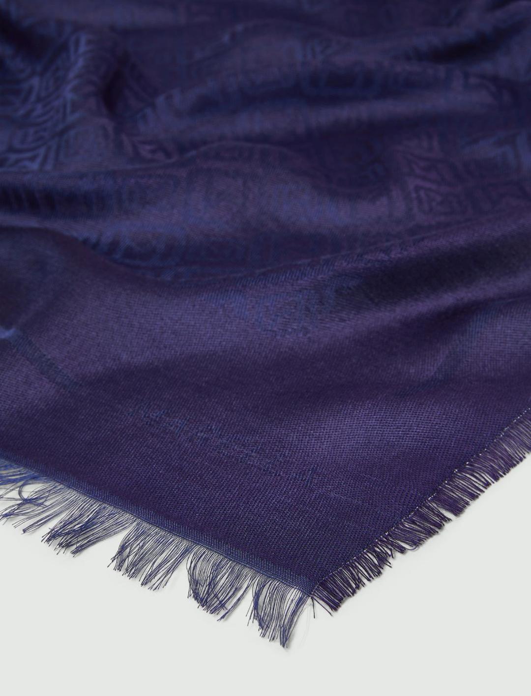 Stola jaquard | Marella Stola jacquard blu in viscosa e modal con logo Marella Monogram e finitura lucida/opaca, dimensioni 75x180 cm. - 2 | Marella