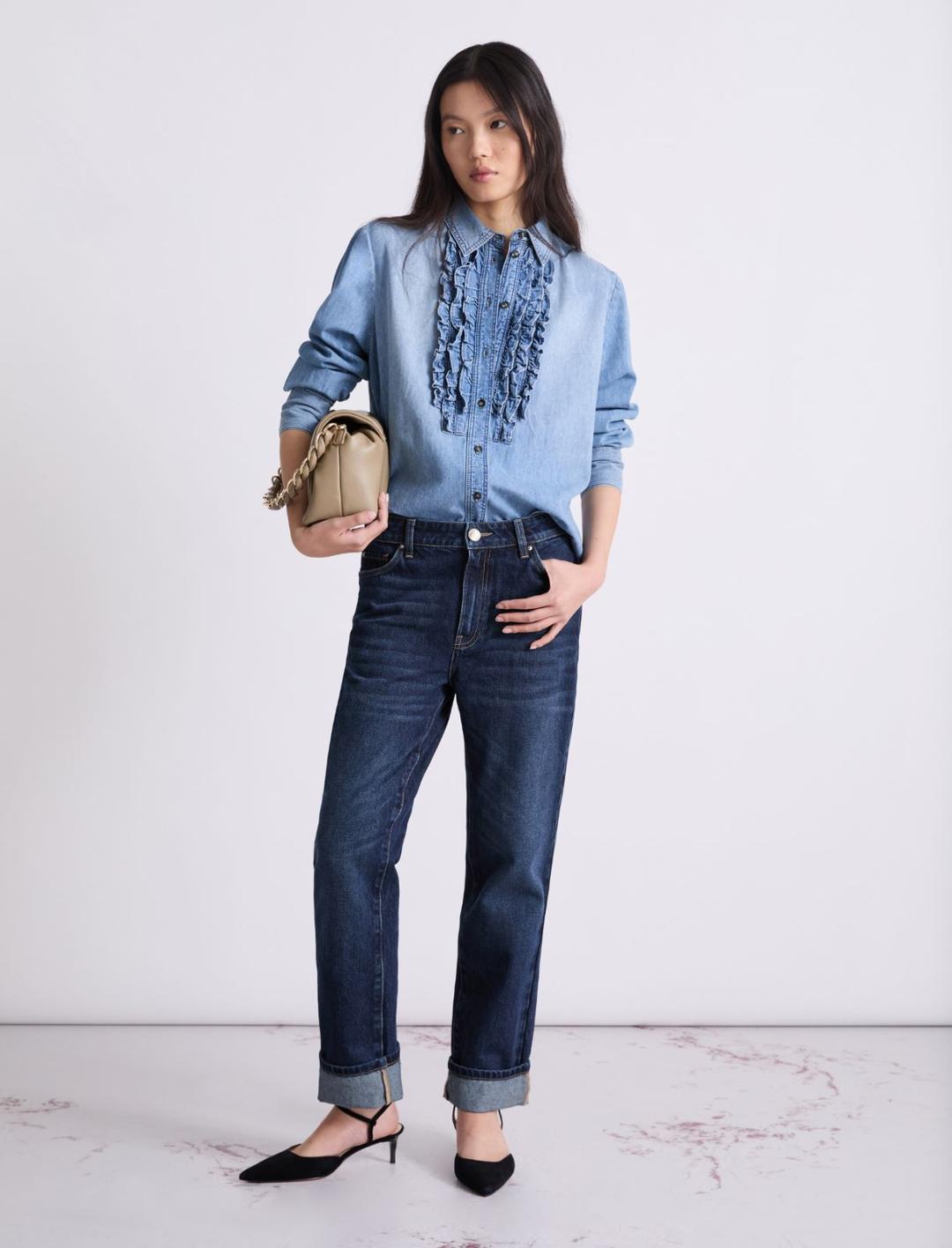 Camicia in denim con rouche | Marella Camicia in denim con rouche - 2 | Marella