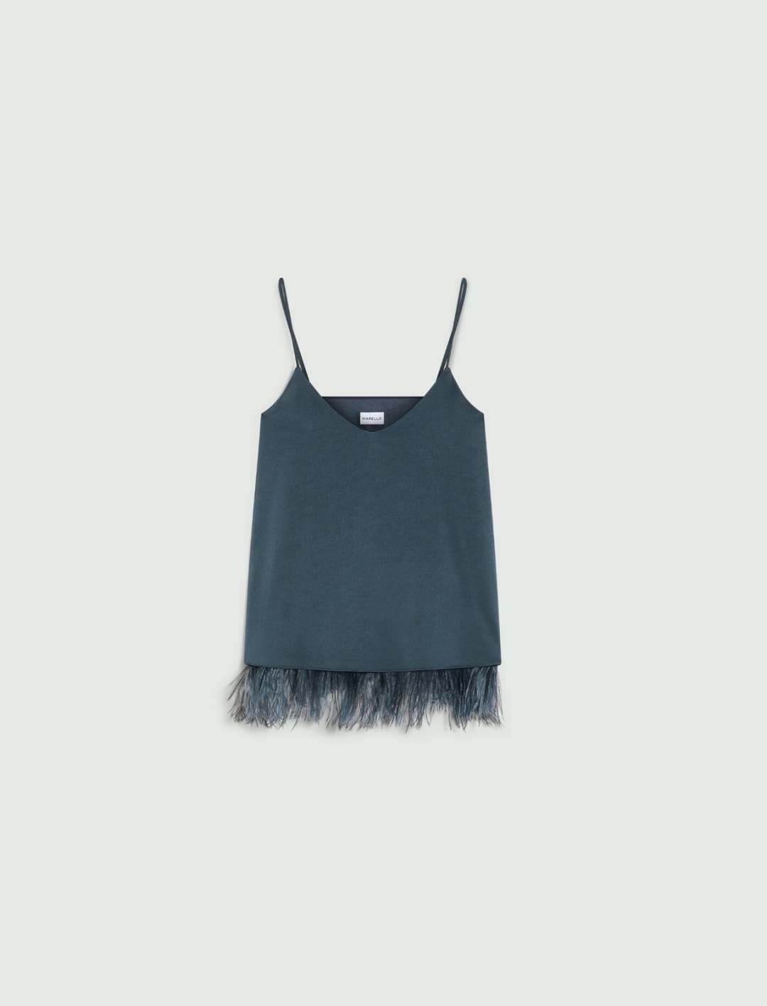 Slip top in satin con piume | Marella Slip top in satin con piume - 1 | Marella