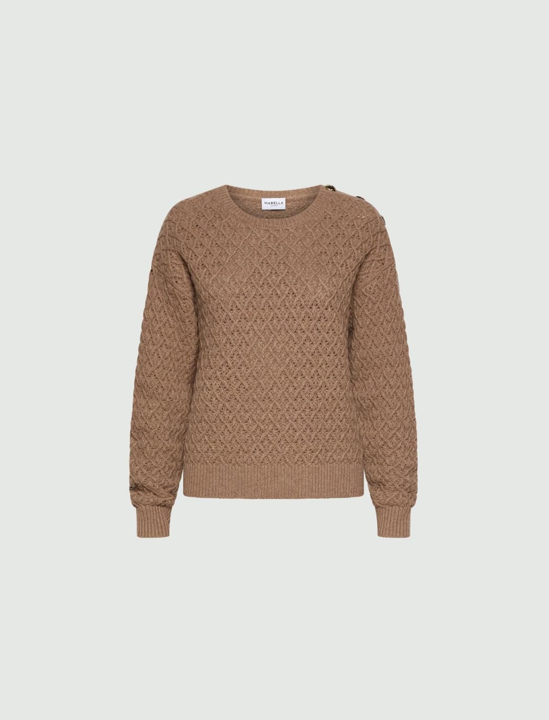 Maglia girocollo in lana merino con bottoni bijoux | Marella Maglia girocollo in lana merino con bottoni bijoux - 1 | Marella