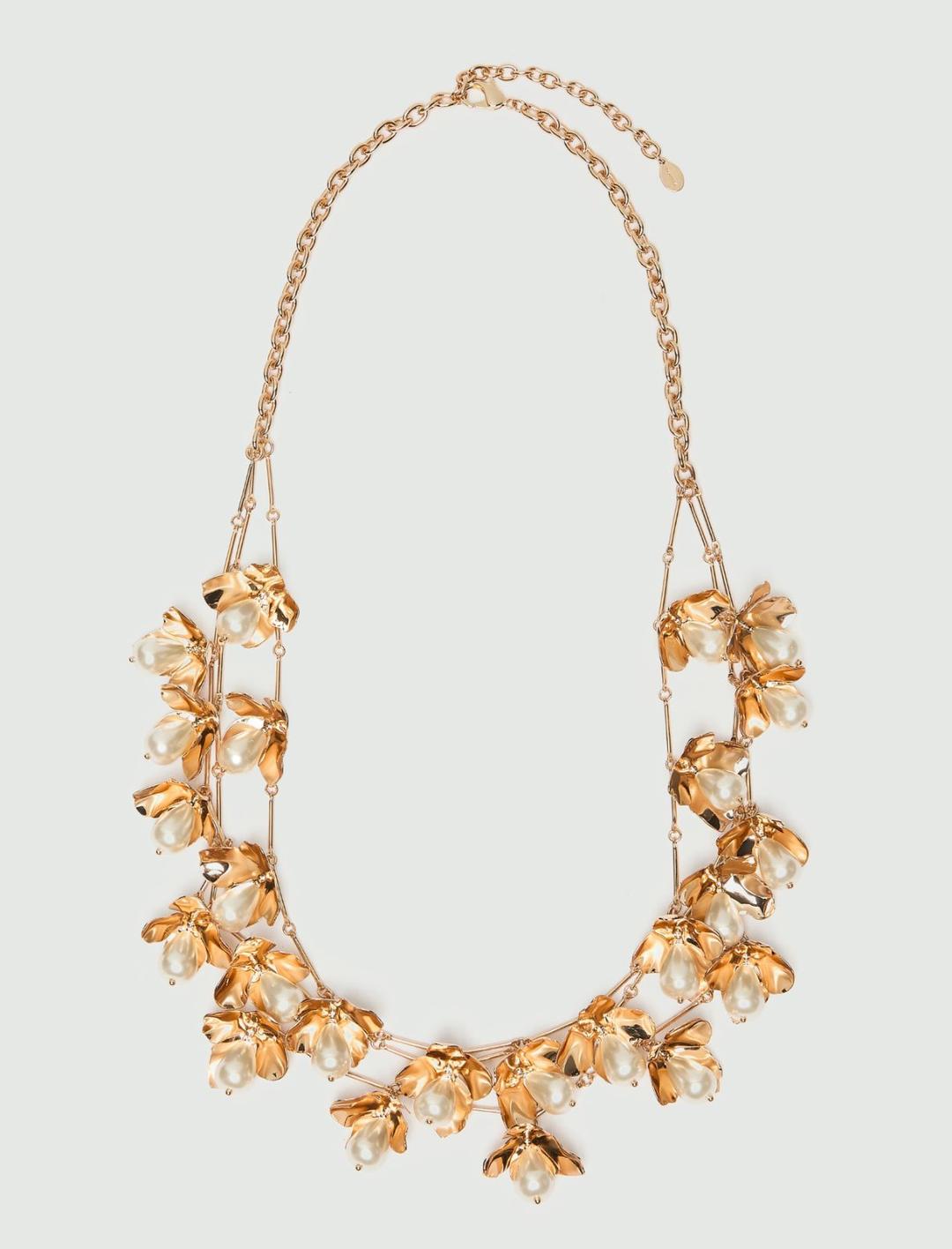 Collana in metallo con boccioli e perle | Marella Collana in metallo con boccioli e perle - 1 | Marella