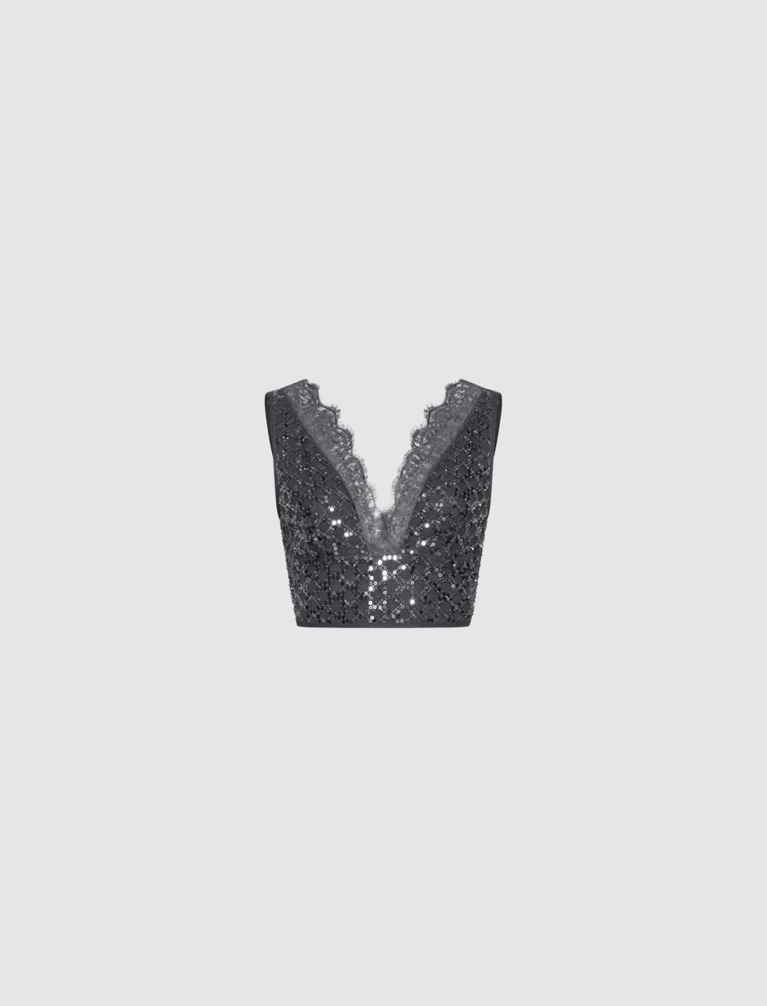 Crop top in tulle con paillette | Marella Crop top in tulle con paillette - 1 | Marella
